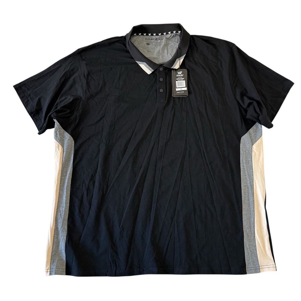 XRAY Jeans Men's Polo Shirt Size 5XL Black Collared Short Sleeve Premium Cotton